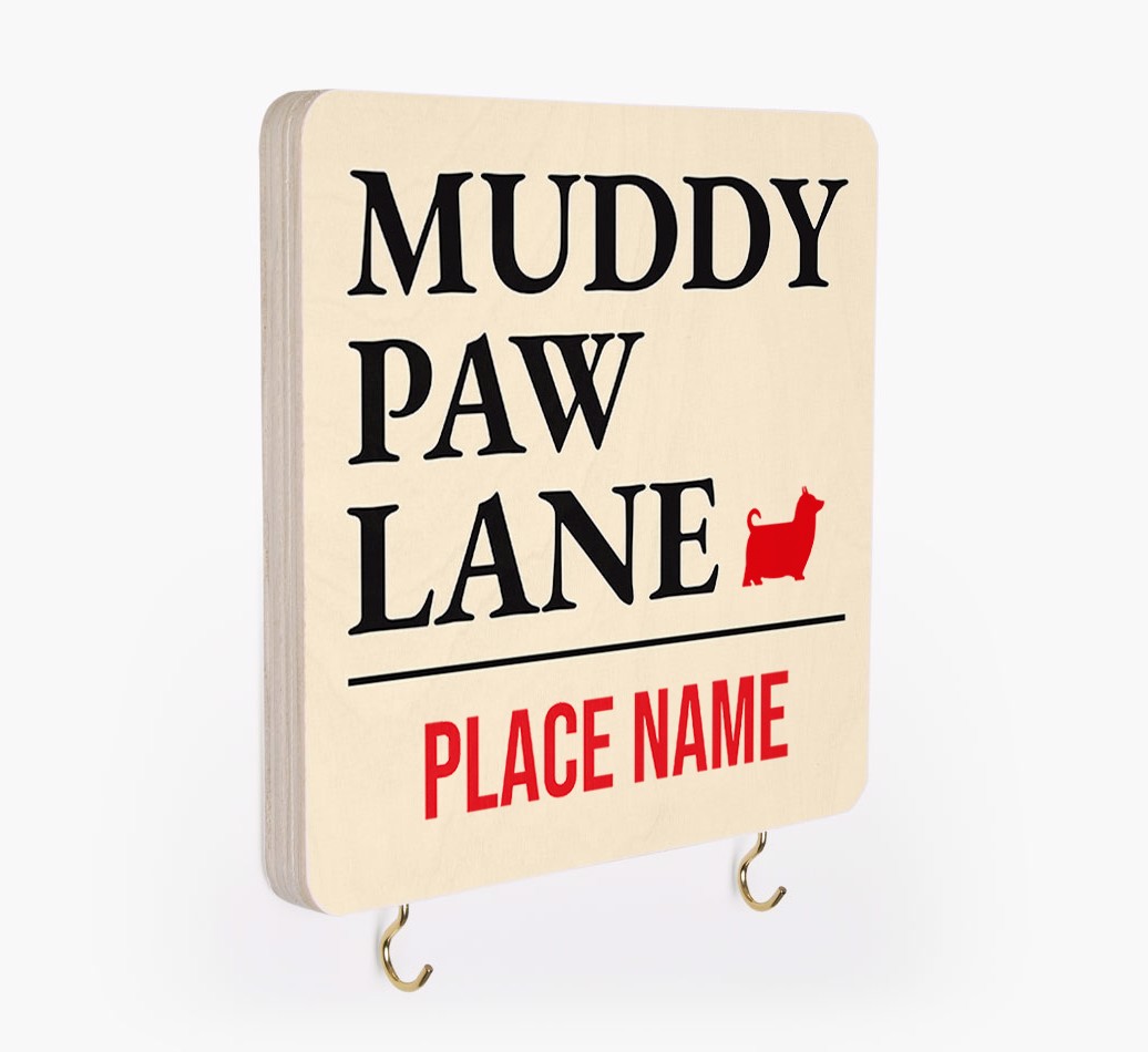 'Muddy Paw Lane' - Personalized {breedFullName} Lead & Collar Hanger
