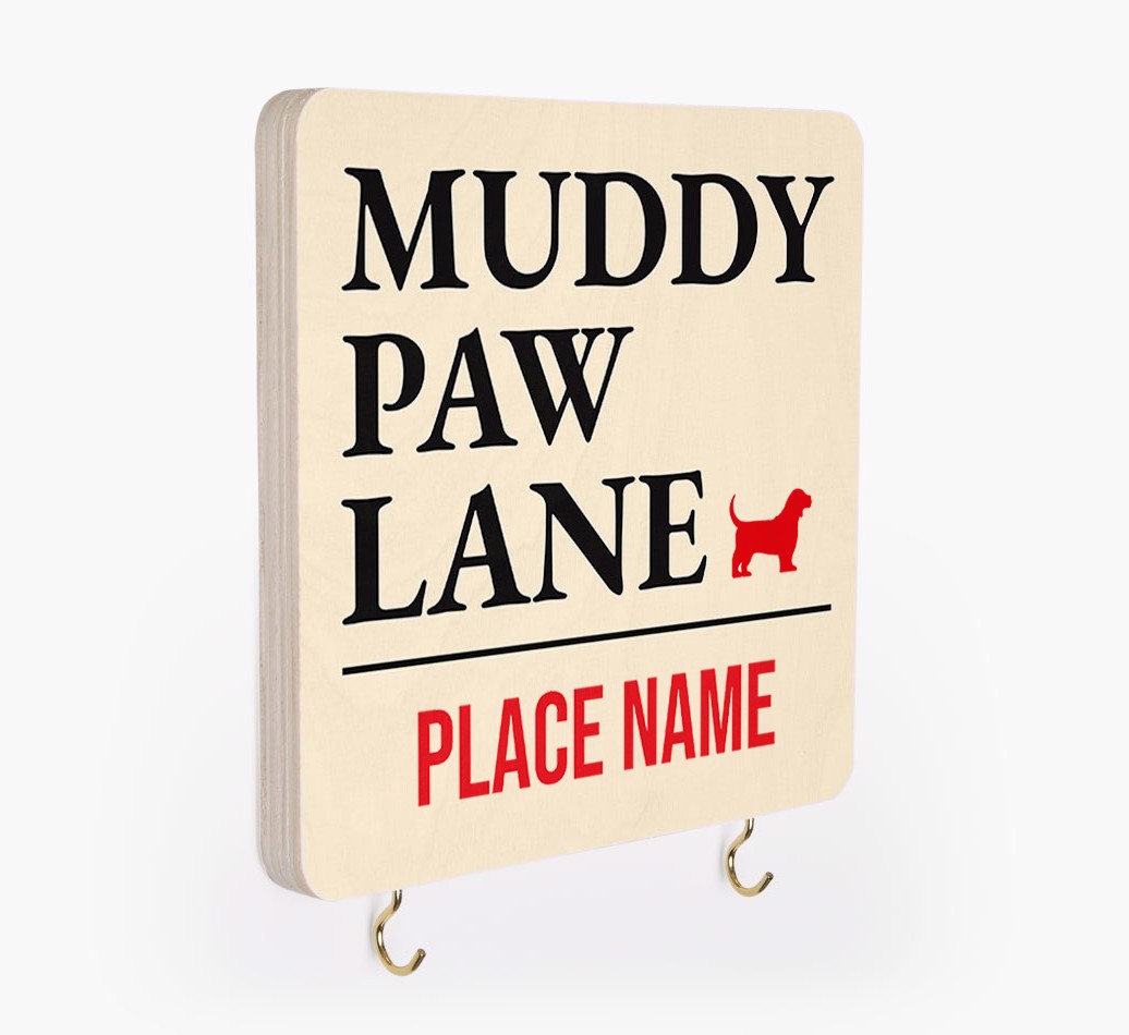 'Muddy Paw Lane' - Personalized {breedFullName} Lead & Collar Hanger