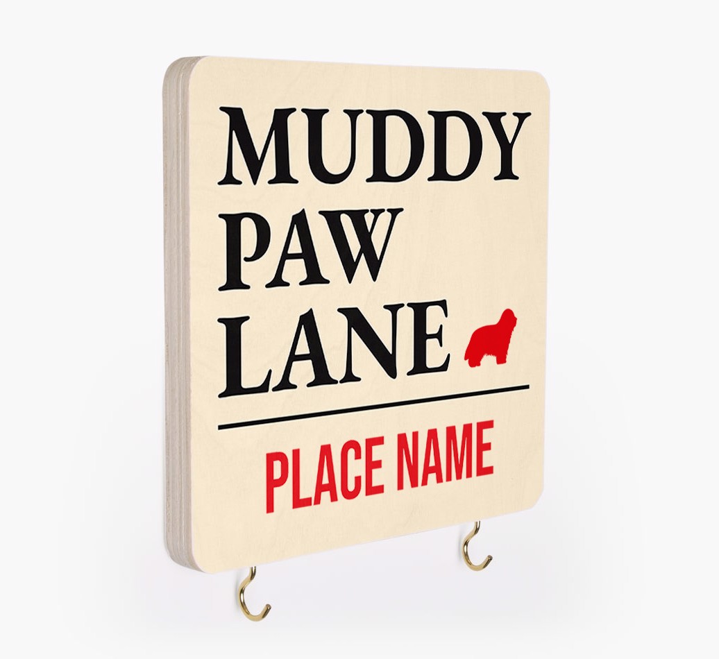 'Muddy Paw Lane' - Personalized {breedFullName} Lead & Collar Hanger