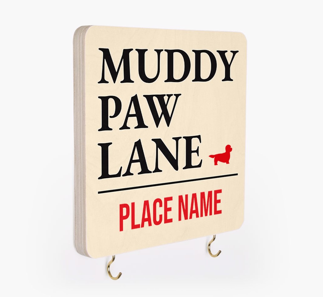 'Muddy Paw Lane' - Personalized {breedFullName} Lead & Collar Hanger