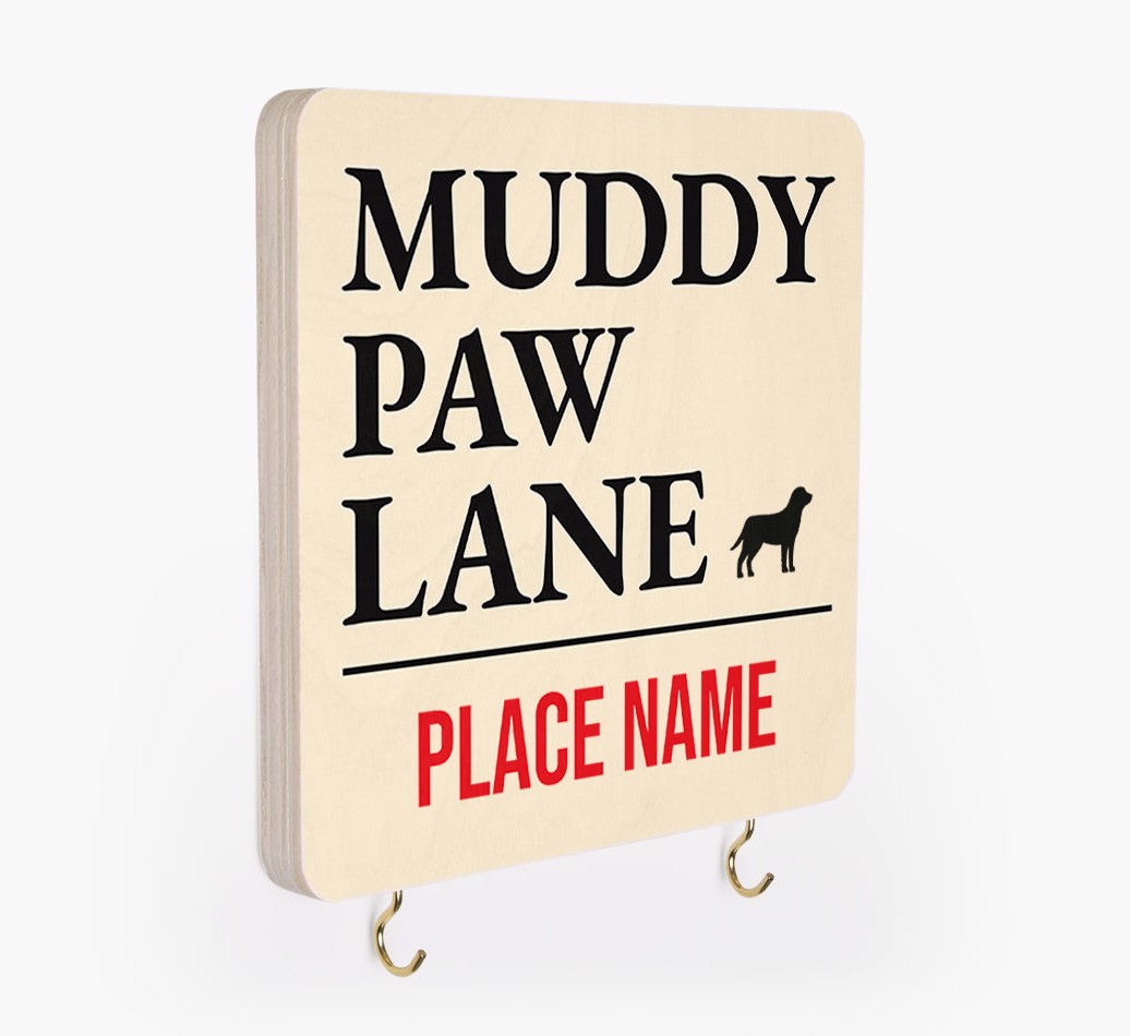 'Muddy Paw Lane' - Personalized {breedFullName} Lead & Collar Hanger
