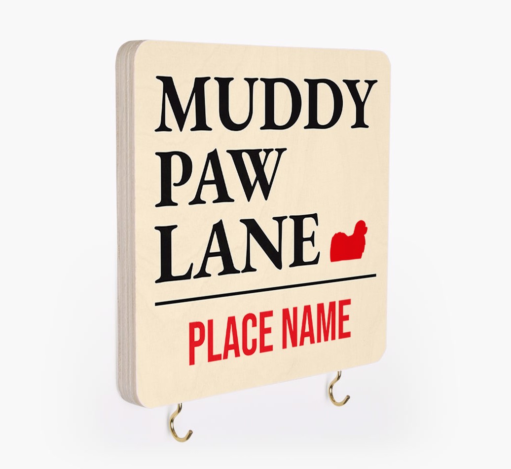 'Muddy Paw Lane' - Personalized {breedFullName} Lead & Collar Hanger