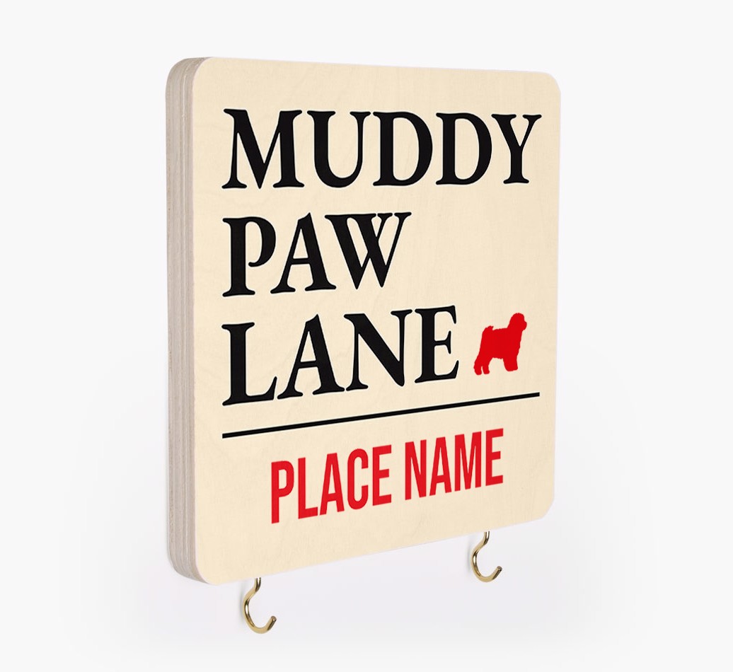 'Muddy Paw Lane' - Personalized {breedFullName} Lead & Collar Hanger