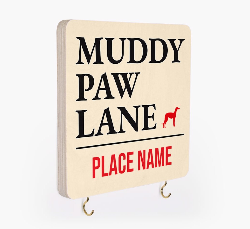 'Muddy Paw Lane' - Personalized {breedFullName} Lead & Collar Hanger