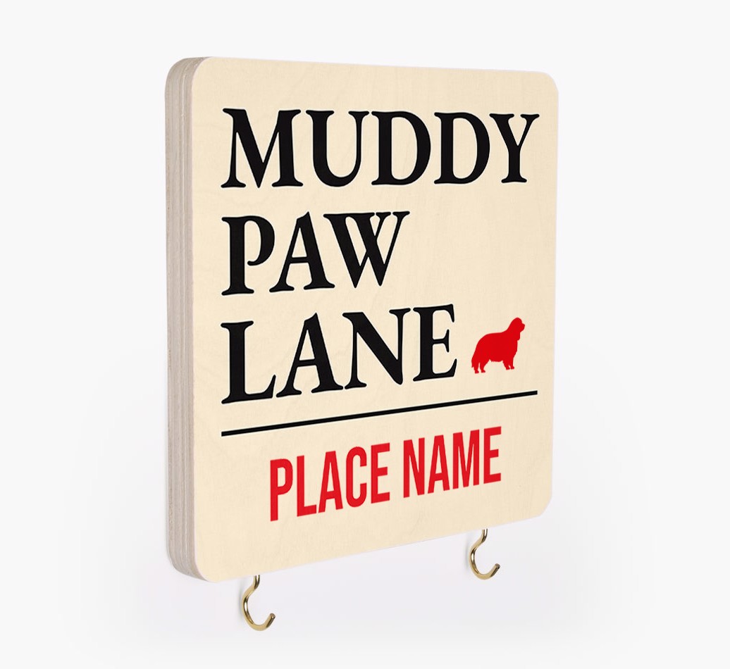 'Muddy Paw Lane' - Personalized {breedFullName} Lead & Collar Hanger