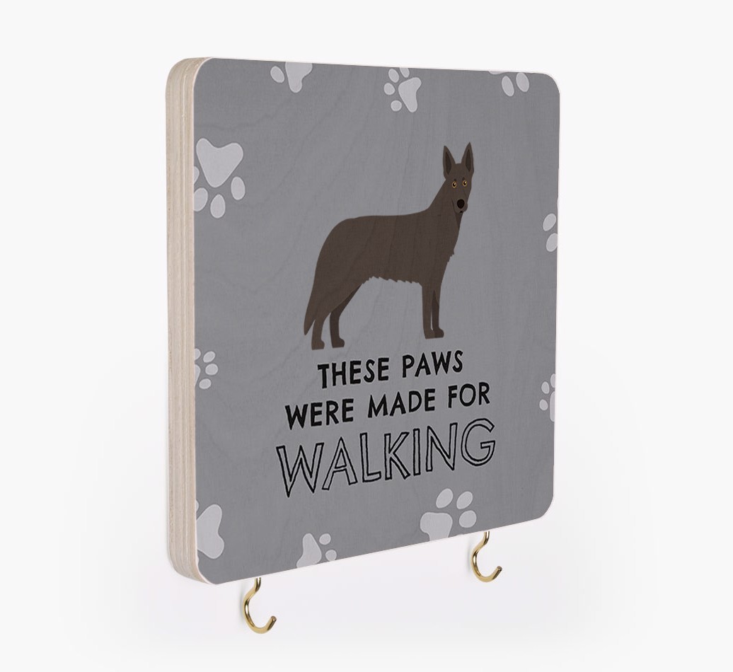 'These Paws Are Made for Walking' - Personalized {breedFullName} Lead & Collar Hanger