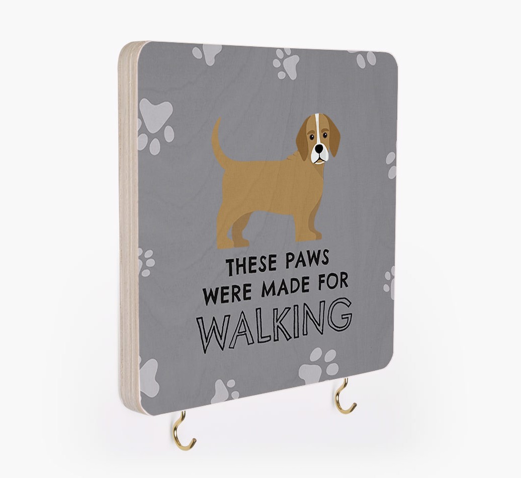 'These Paws Are Made for Walking' - Personalized {breedFullName} Lead & Collar Hanger