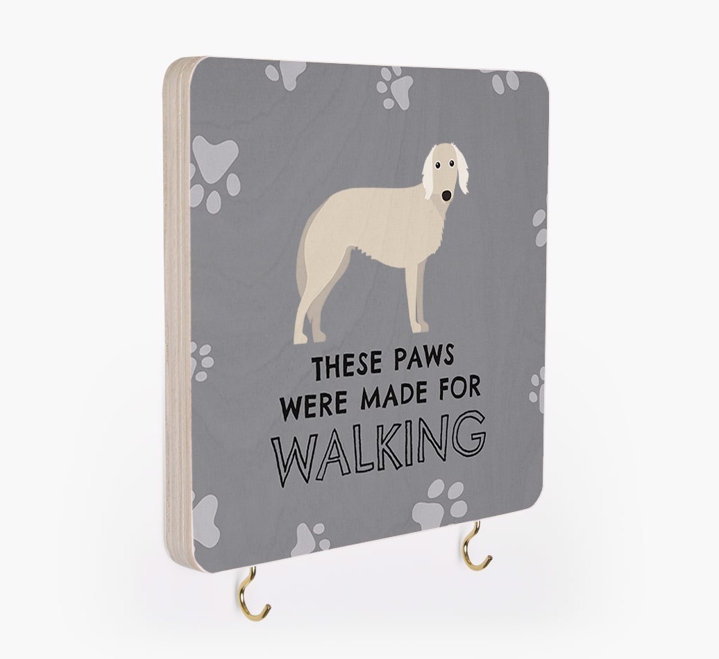 'These Paws Are Made for Walking' - Personalized {breedFullName} Lead & Collar Hanger