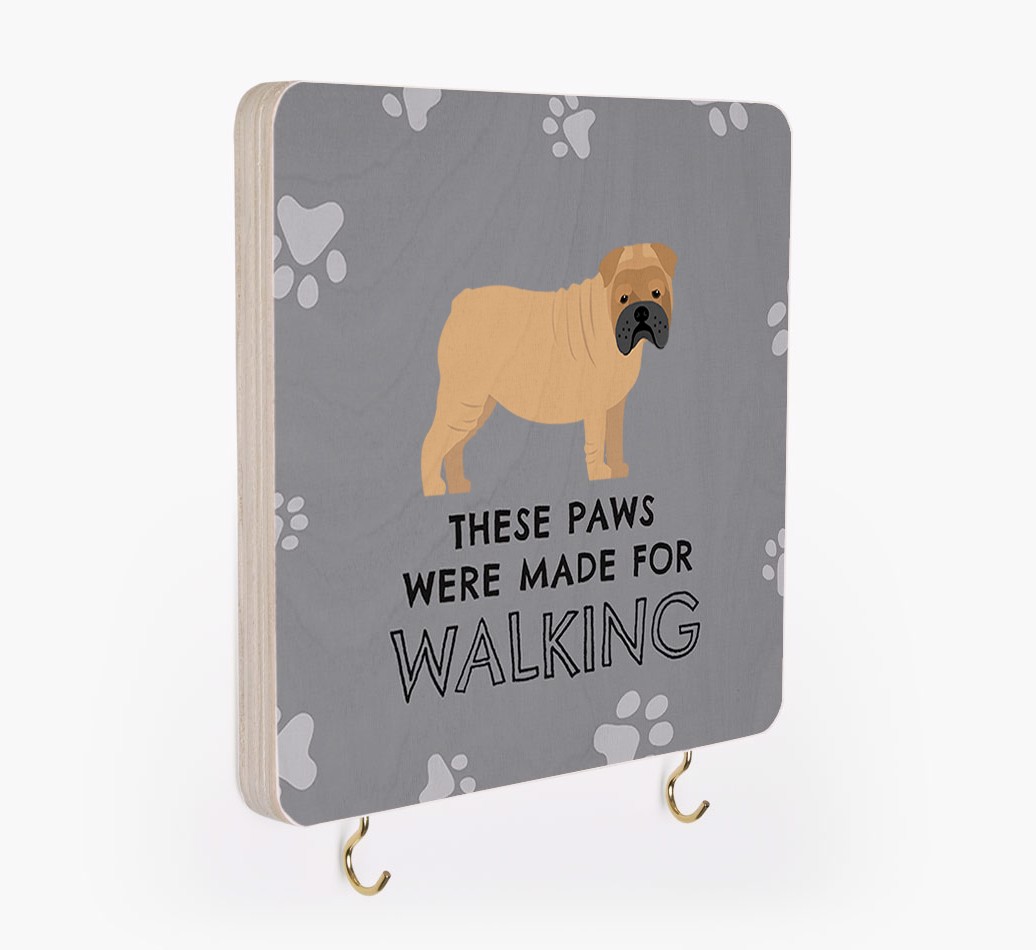 'These Paws Are Made for Walking' - Personalized {breedFullName} Lead & Collar Hanger