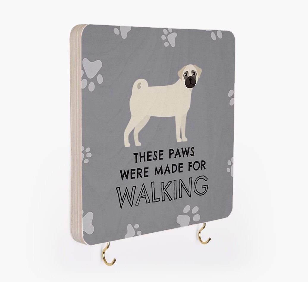 'These Paws Are Made for Walking' - Personalized {breedFullName} Lead & Collar Hanger