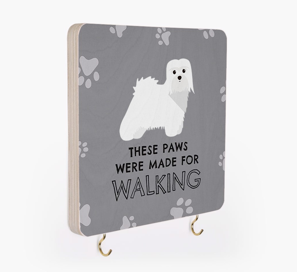 'These Paws Are Made for Walking' - Personalised {breedFullName} Lead & Collar Hanger