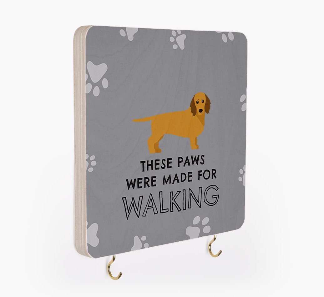'These Paws Are Made for Walking' - Personalized {breedFullName} Lead & Collar Hanger