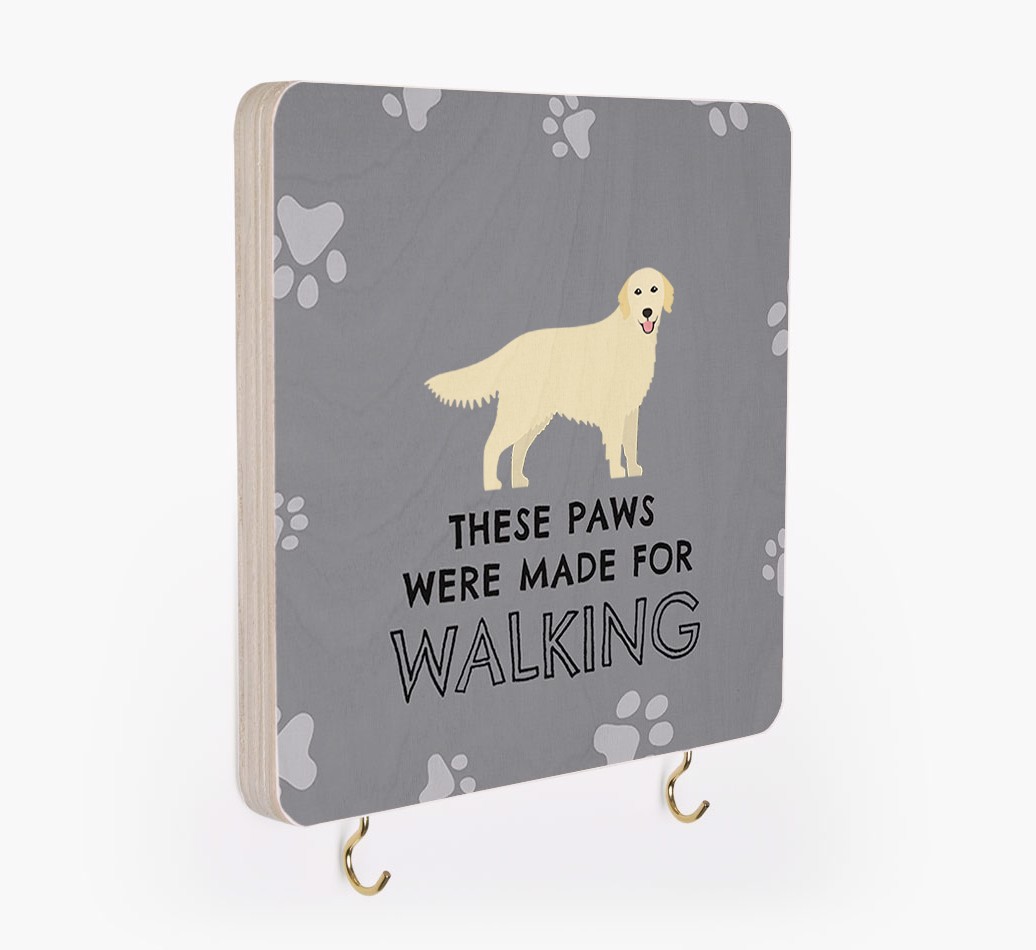 'These Paws Are Made for Walking' - Personalized {breedFullName} Lead & Collar Hanger