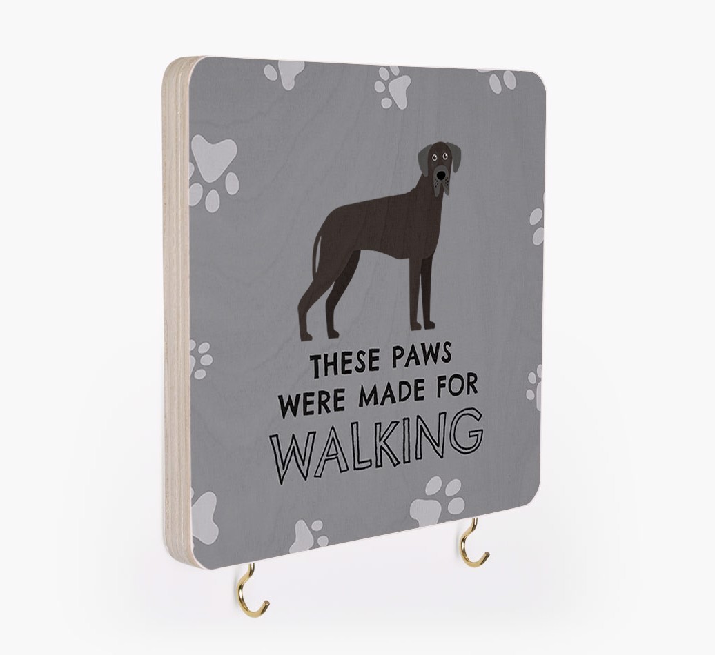 'These Paws Are Made for Walking' - Personalized {breedFullName} Lead & Collar Hanger