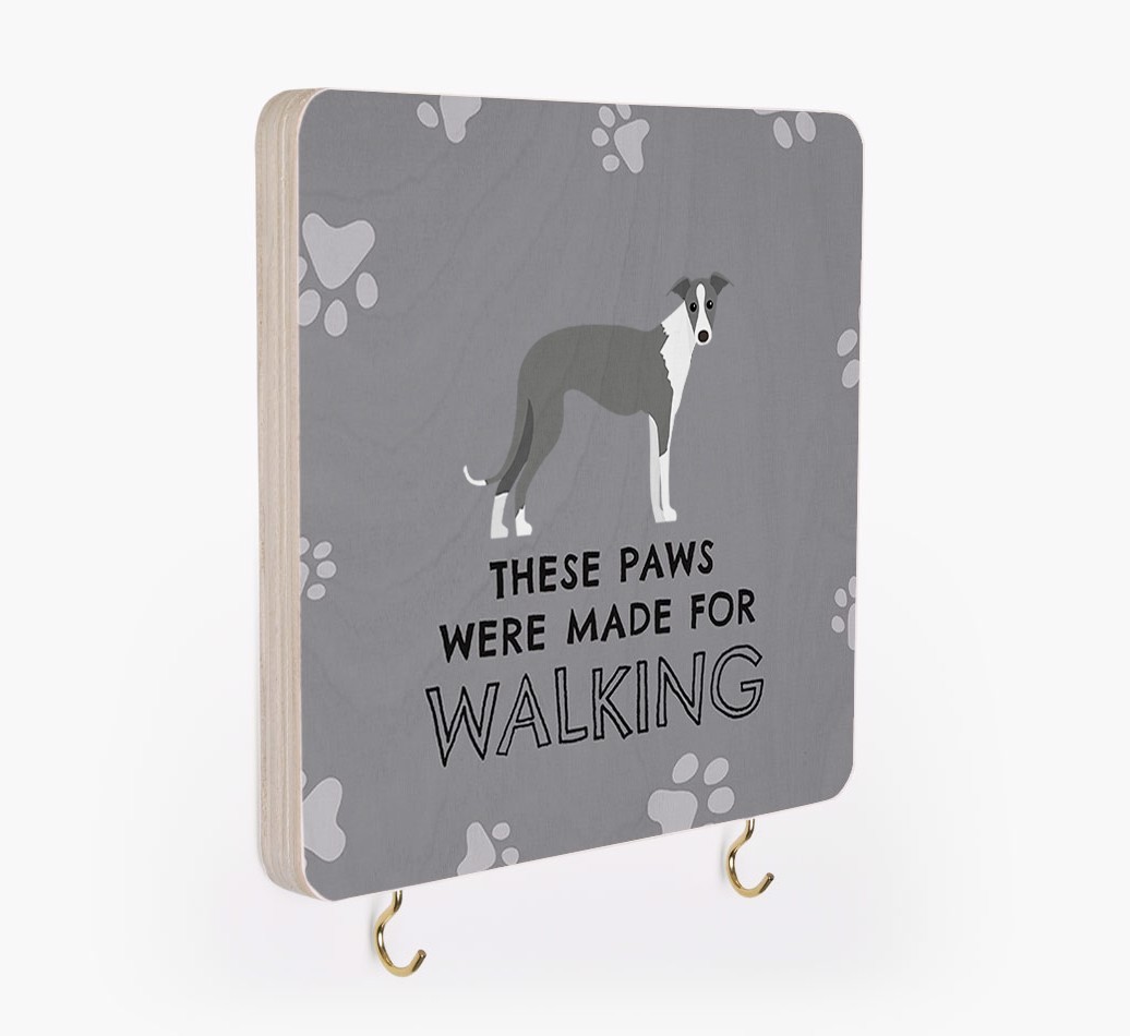 'These Paws Are Made for Walking' - Personalized {breedFullName} Lead & Collar Hanger