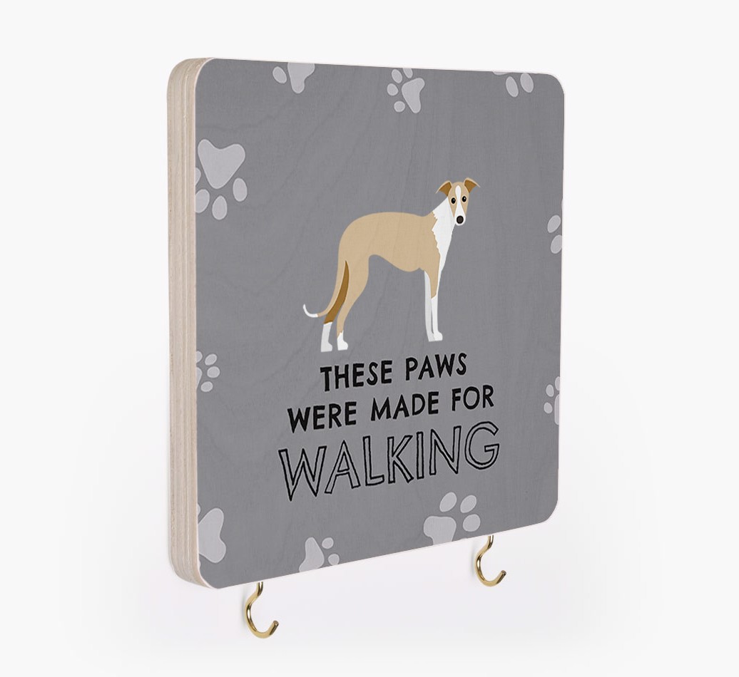 'These Paws Are Made for Walking' - Personalized {breedFullName} Lead & Collar Hanger
