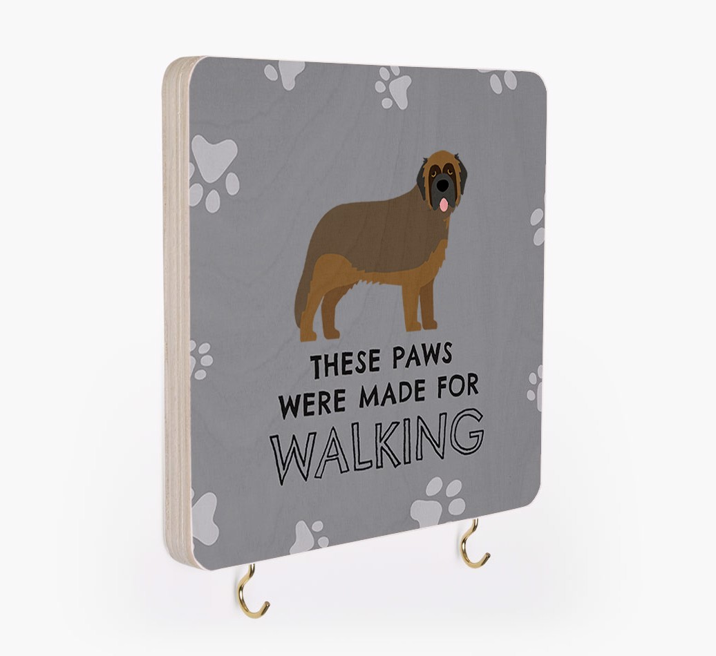 'These Paws Are Made for Walking' - Personalized {breedFullName} Lead & Collar Hanger