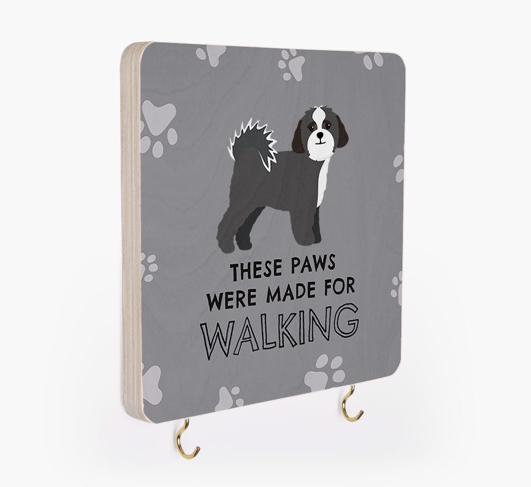 'These Paws Are Made for Walking' - Personalized {breedFullName} Lead & Collar Hanger