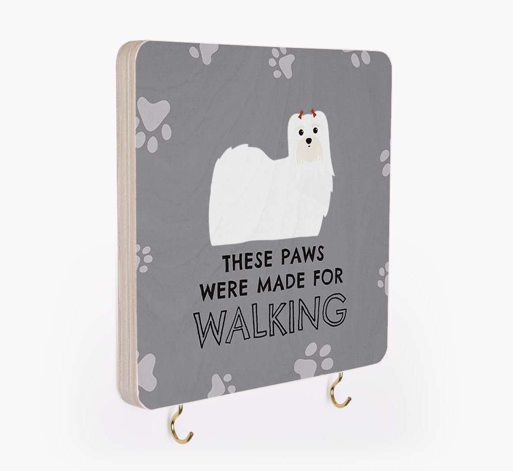 'These Paws Are Made for Walking' - Personalized {breedFullName} Lead & Collar Hanger