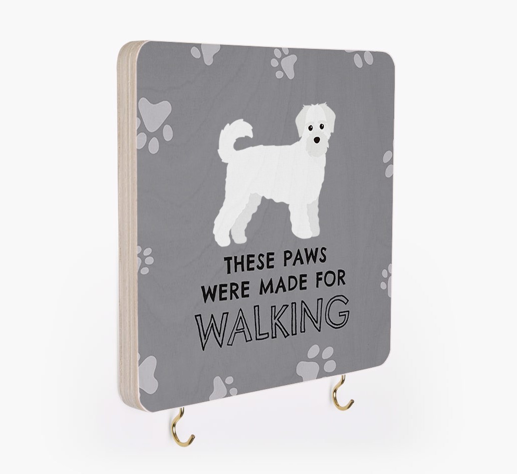 'These Paws Are Made for Walking' - Personalized {breedFullName} Lead & Collar Hanger