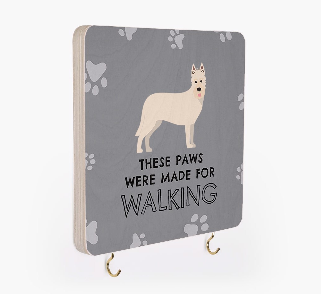 'These Paws Are Made for Walking' - Personalized {breedFullName} Lead & Collar Hanger