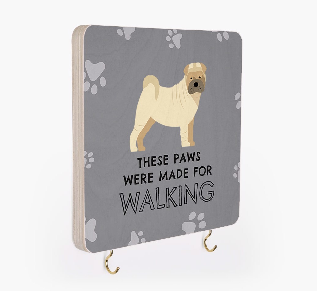 'These Paws Are Made for Walking' - Personalized {breedFullName} Lead & Collar Hanger