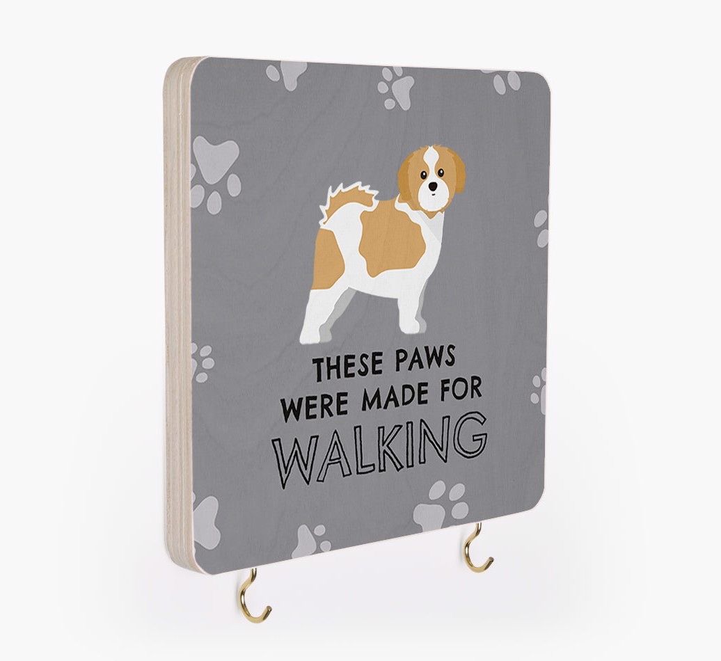 'These Paws Are Made for Walking' - Personalized {breedFullName} Lead & Collar Hanger