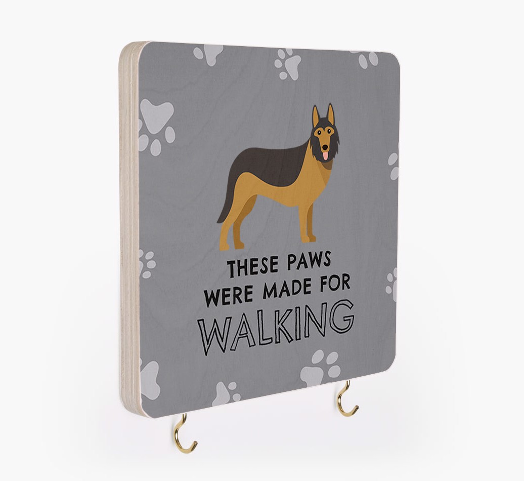 'These Paws Are Made for Walking' - Personalized {breedFullName} Lead & Collar Hanger