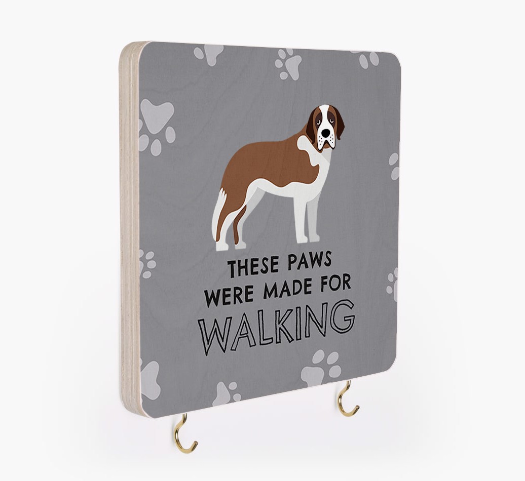 'These Paws Are Made for Walking' - Personalized {breedFullName} Lead & Collar Hanger