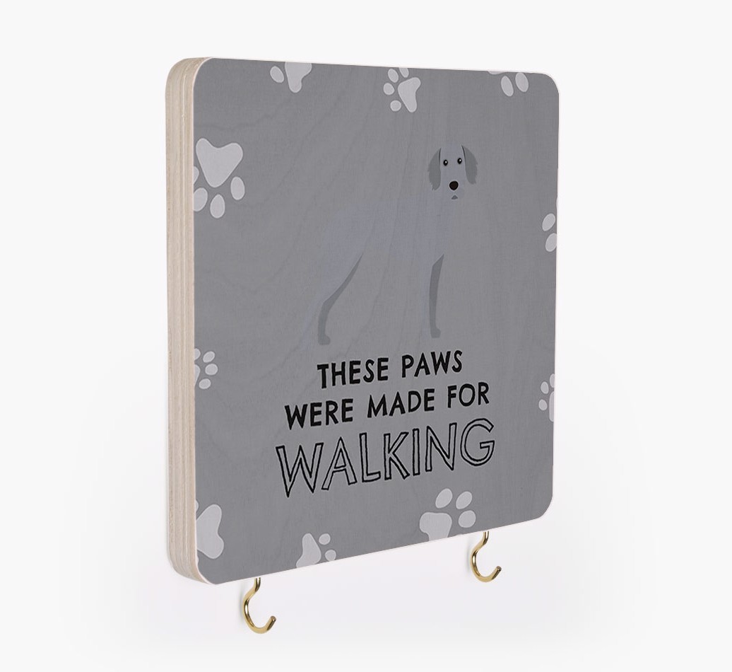 'These Paws Are Made for Walking' - Personalized {breedFullName} Lead & Collar Hanger