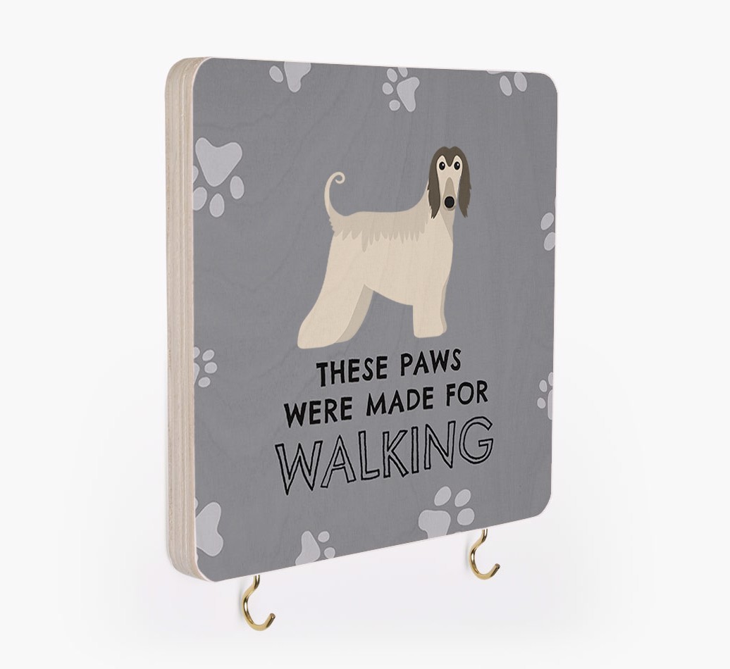 'These Paws Are Made for Walking' - Personalized {breedFullName} Lead & Collar Hanger