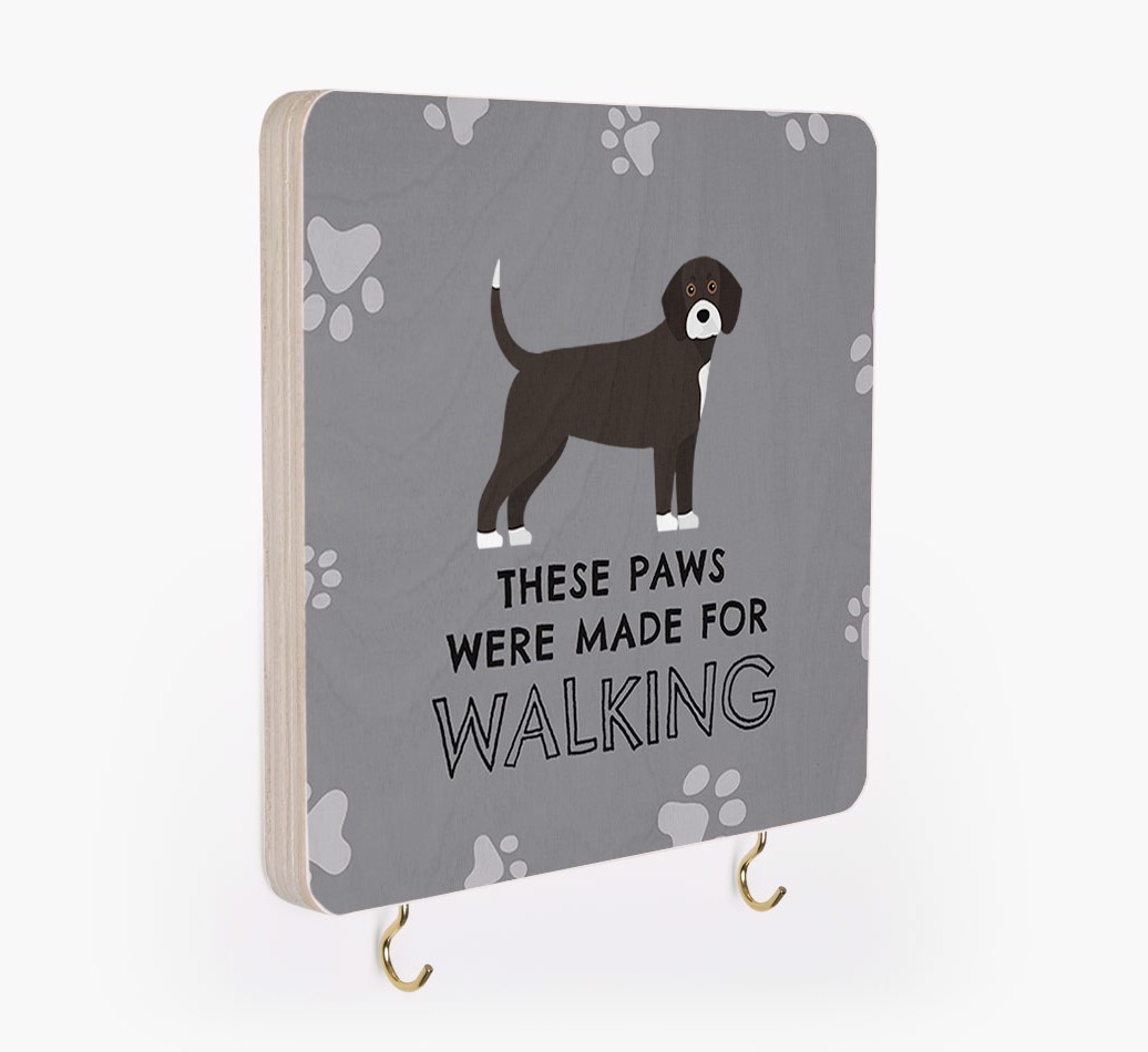 'These Paws Are Made for Walking' - Personalized {breedFullName} Lead & Collar Hanger