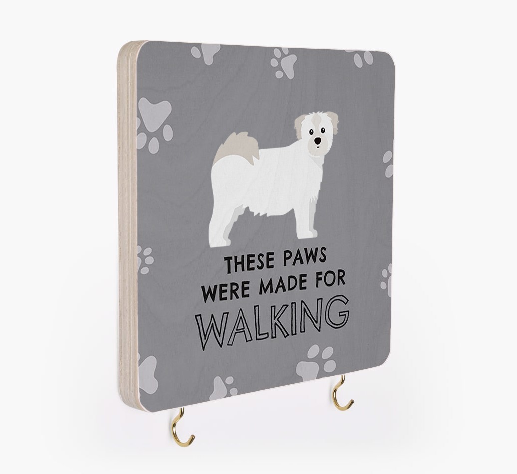 'These Paws Are Made for Walking' - Personalized {breedFullName} Lead & Collar Hanger