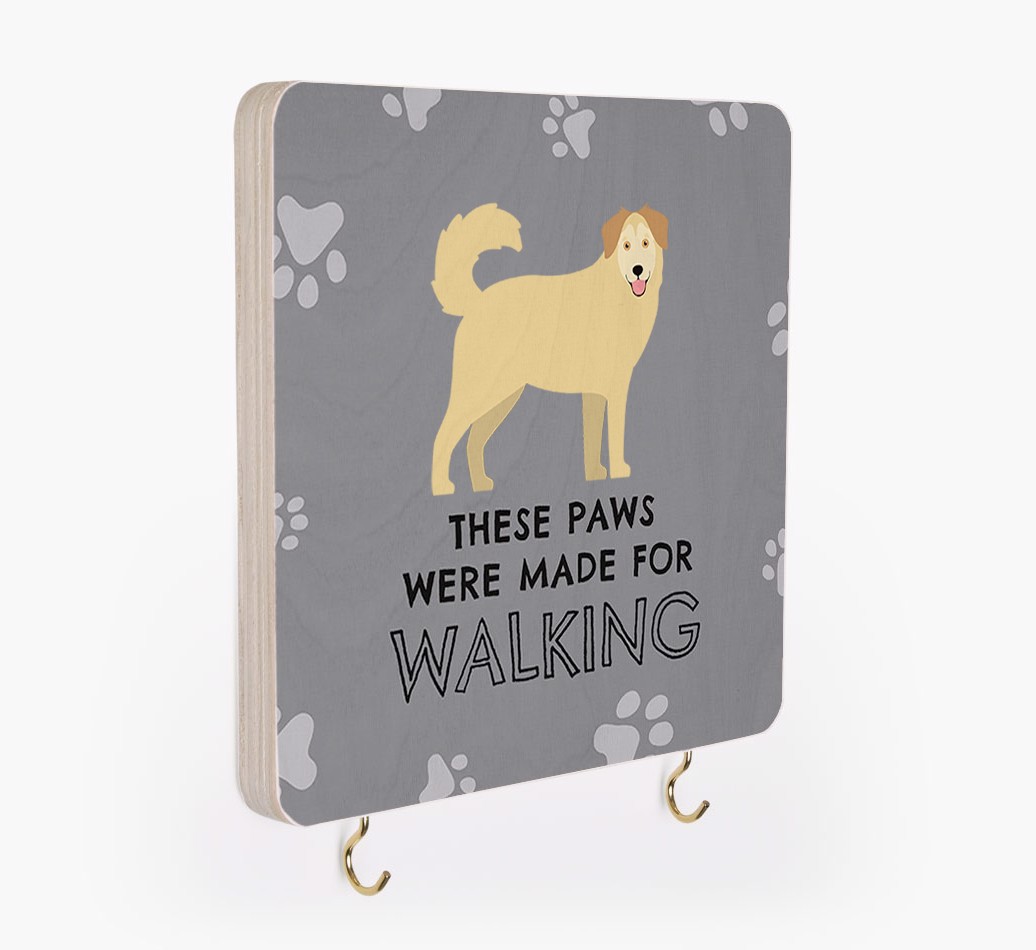 'These Paws Are Made for Walking' - Personalized {breedFullName} Lead & Collar Hanger