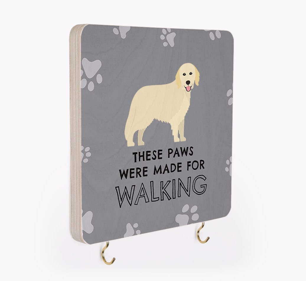 'These Paws Are Made for Walking' - Personalized {breedFullName} Lead & Collar Hanger