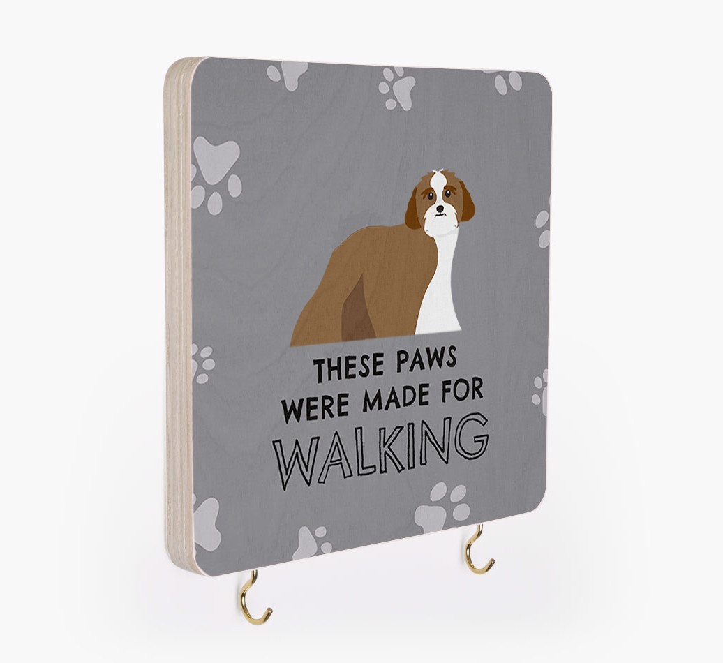 'These Paws Are Made for Walking' - Personalized {breedFullName} Lead & Collar Hanger