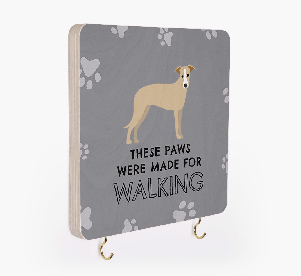 'These Paws Are Made for Walking' - Personalized {breedFullName} Lead & Collar Hanger