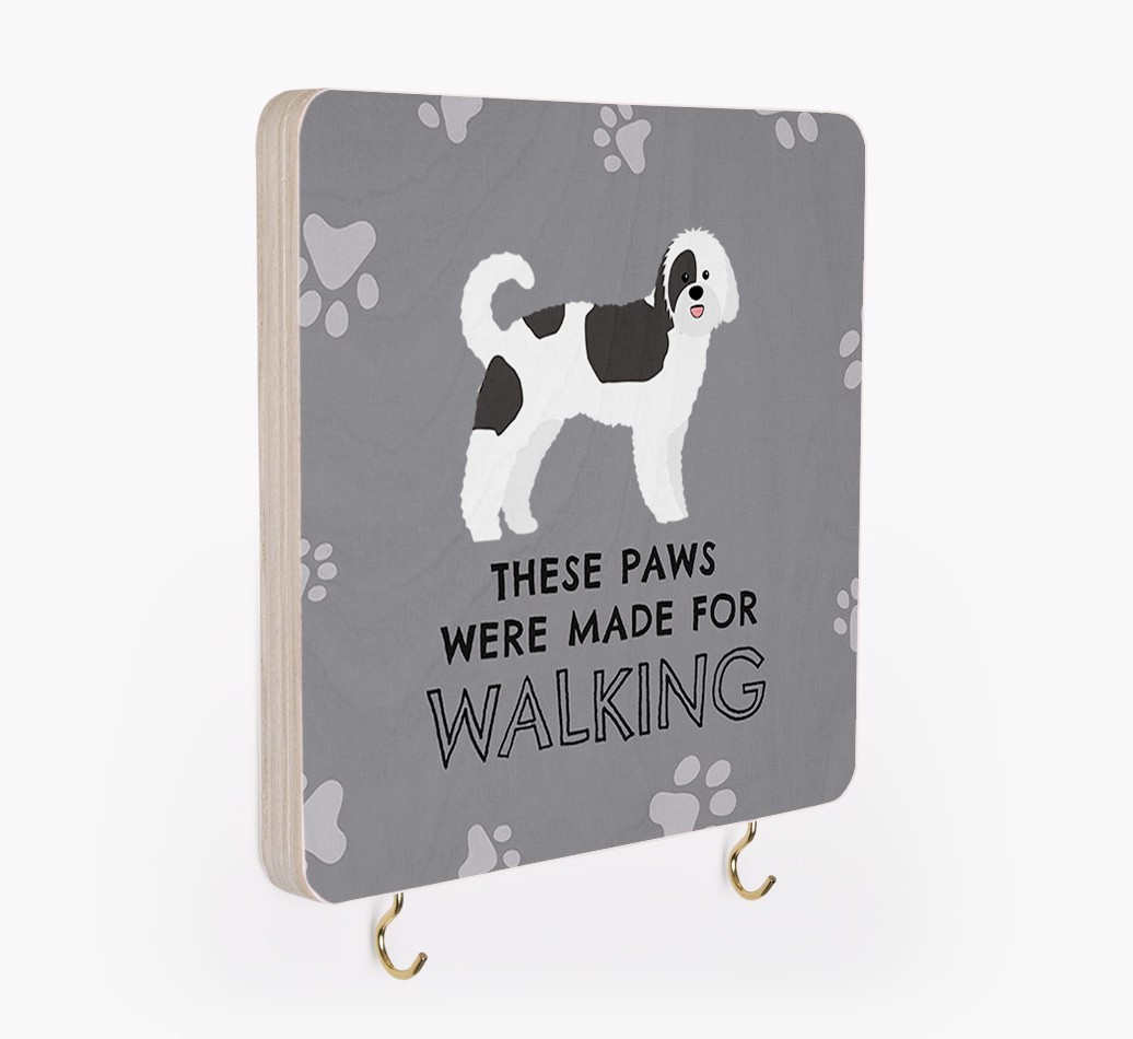 'These Paws Are Made for Walking' - Personalized {breedFullName} Lead & Collar Hanger