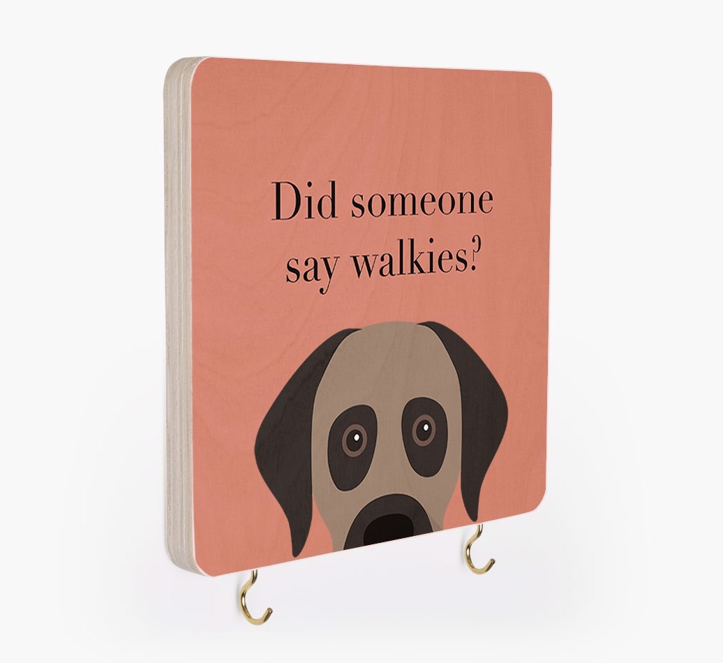 'Did Someone Say Walkies?' - Personalized {breedFullName} Lead & Collar Hanger