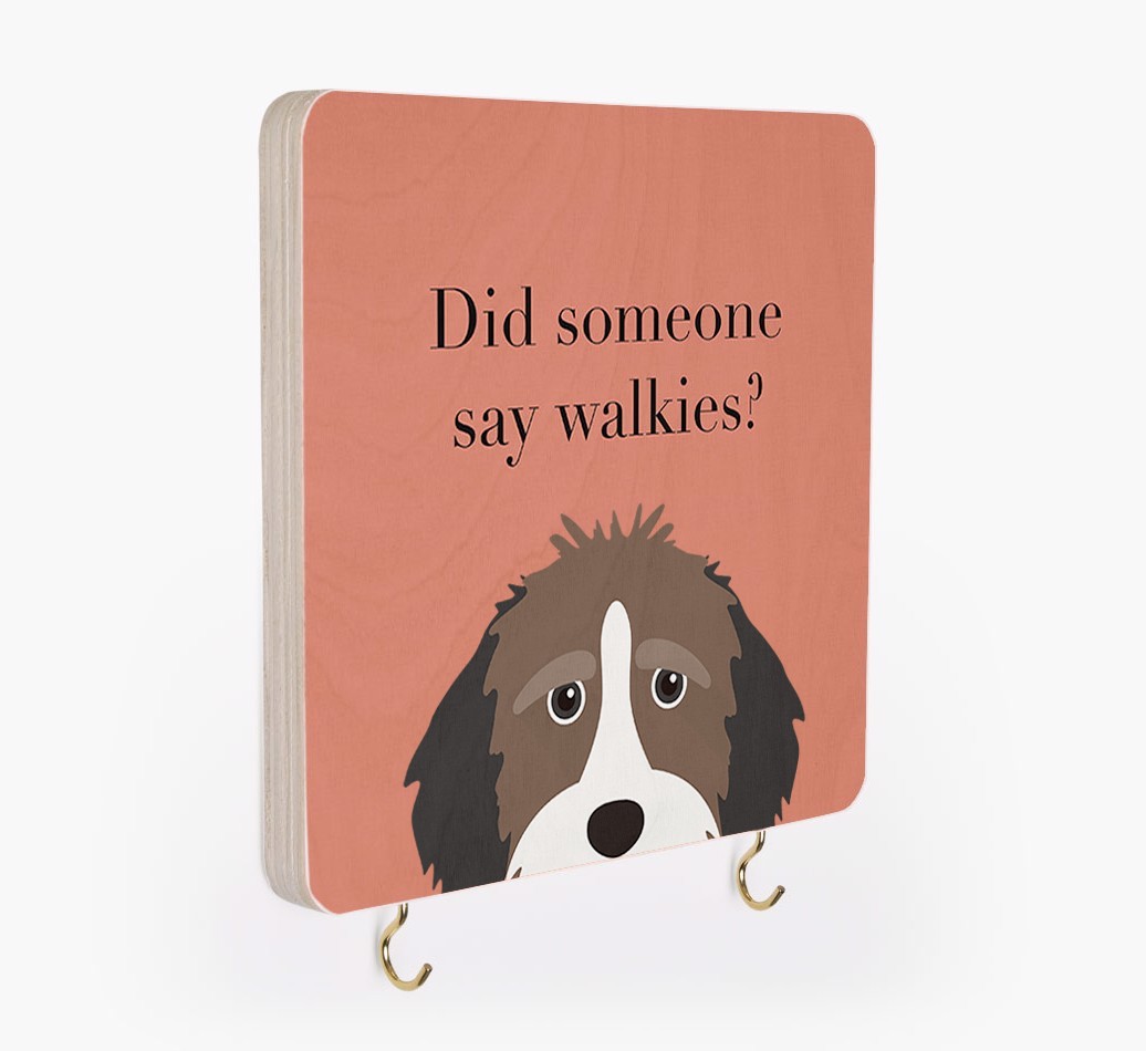'Did Someone Say Walkies?' - Personalized {breedFullName} Lead & Collar Hanger