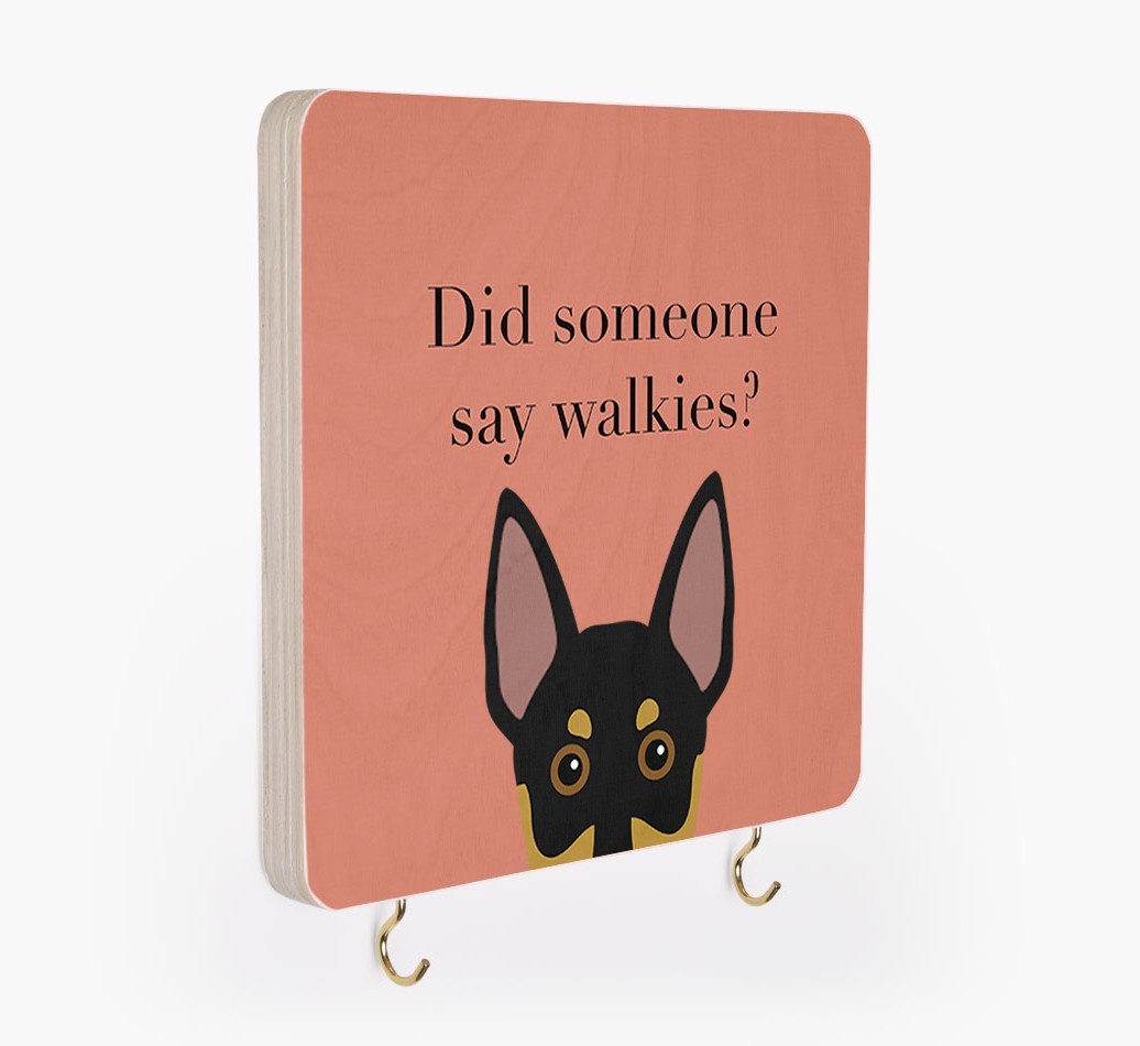 'Did Someone Say Walkies?' - Personalized {breedFullName} Lead & Collar Hanger