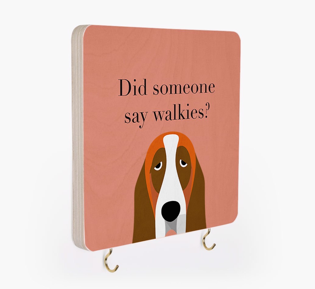 'Did Someone Say Walkies?' - Personalized {breedFullName} Lead & Collar Hanger