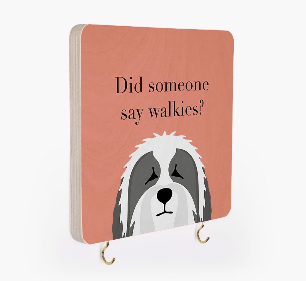 'Did Someone Say Walkies?' - Personalized {breedFullName} Lead & Collar Hanger