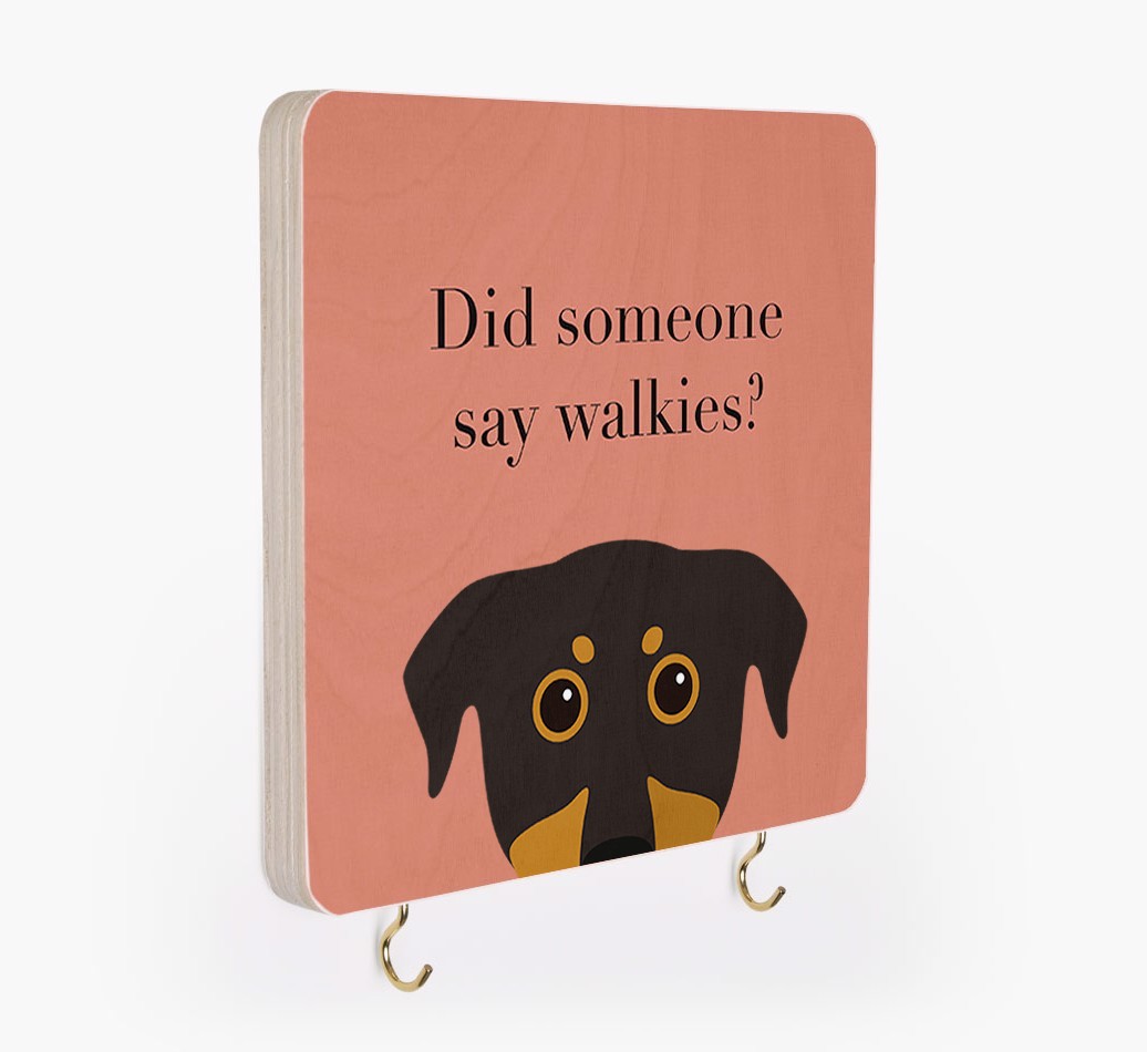 'Did Someone Say Walkies?' - Personalized {breedFullName} Lead & Collar Hanger