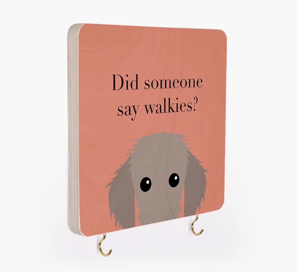 'Did Someone Say Walkies?' - Personalized {breedFullName} Lead & Collar Hanger