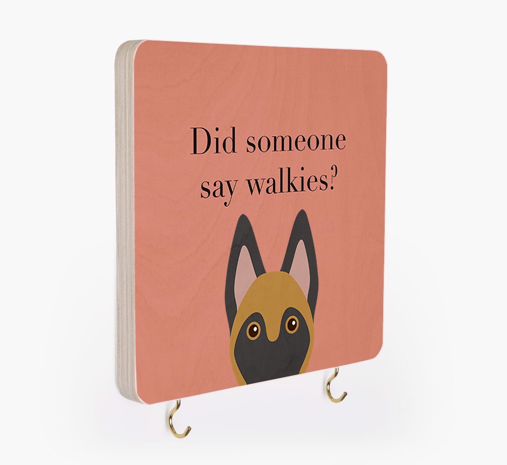 'Did Someone Say Walkies?' - Personalized {breedFullName} Lead & Collar Hanger