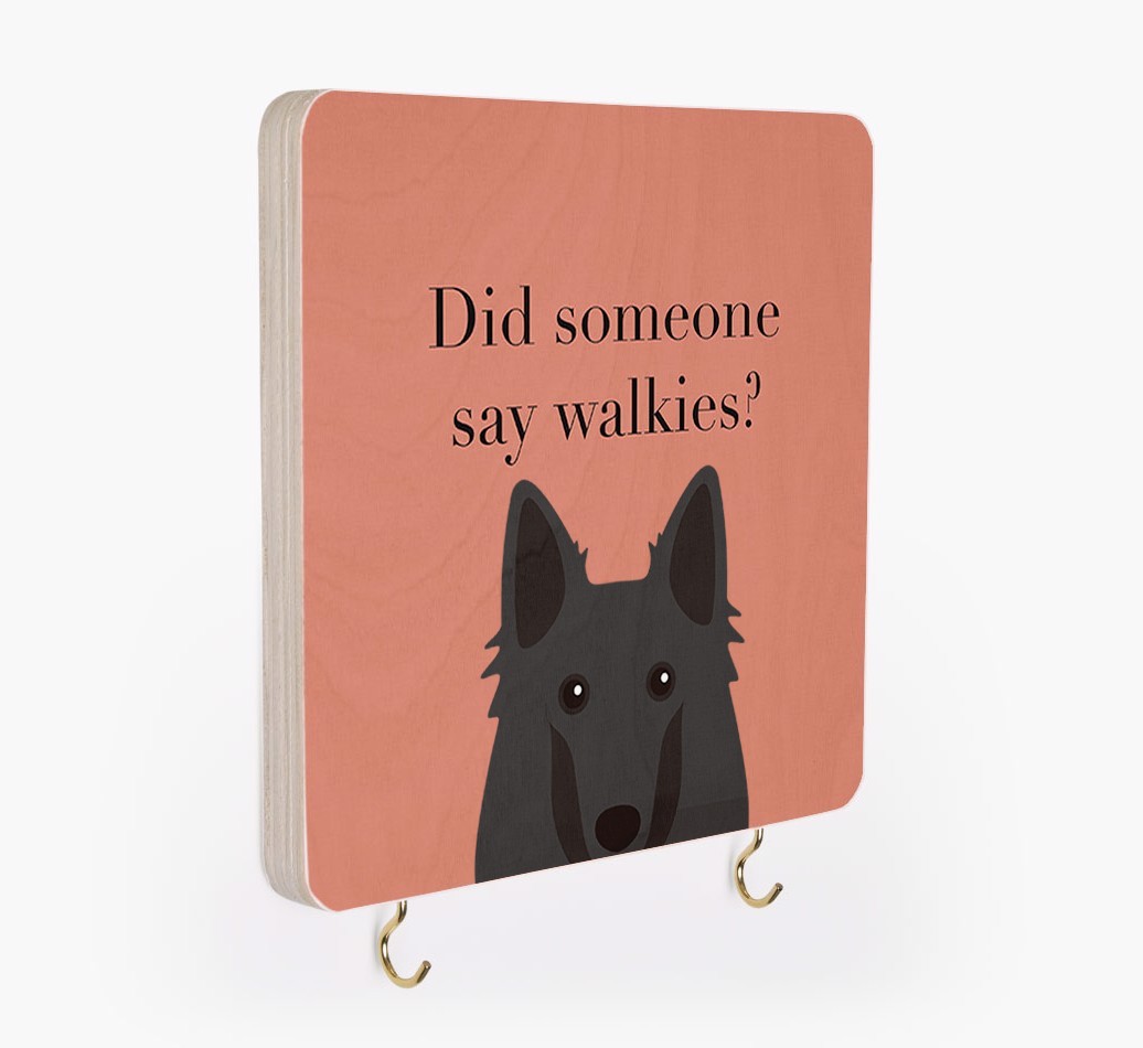 'Did Someone Say Walkies?' - Personalized {breedFullName} Lead & Collar Hanger