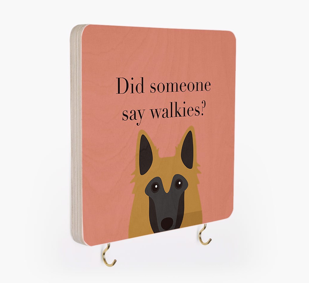 'Did Someone Say Walkies?' - Personalised {breedFullName} Lead & Collar Hanger