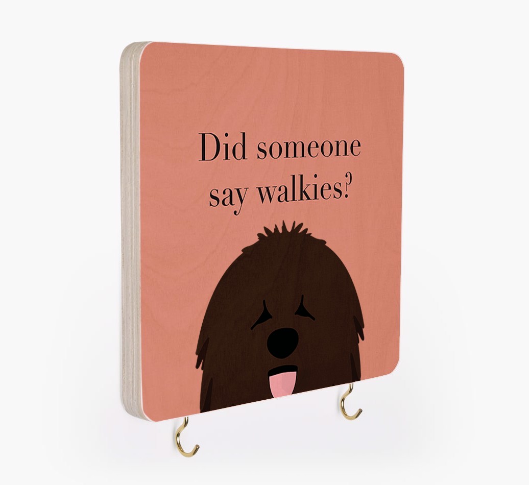 'Did Someone Say Walkies?' - Personalised {breedFullName} Lead & Collar Hanger