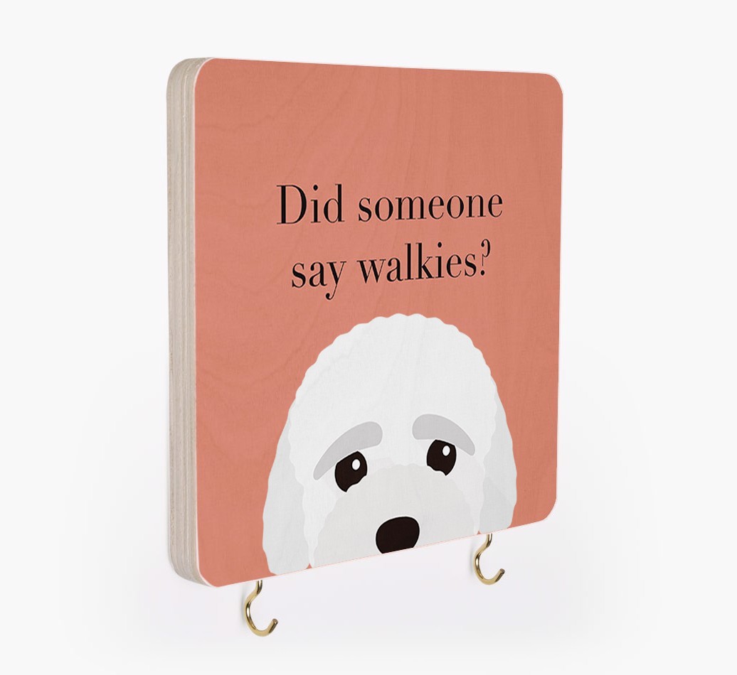 'Did Someone Say Walkies?' - Personalized {breedFullName} Lead & Collar Hanger